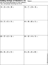 Addition Printout: Add Strings of Four Numbers worksheet thumbnail