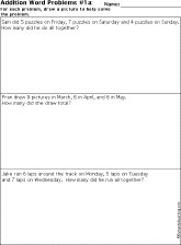 Addition Printout: Adding Three Numbers Word Problems worksheet thumbnail