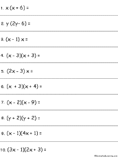 Search result: 'Algebra: Multiplying Polynomials Worksheet #1 Printout'