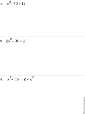 Search result: 'Algebra: Solve the quadratic equations Worksheet #3 Printout'