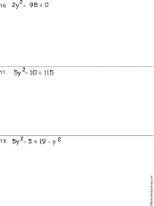 Search result: 'Algebra: Solve the quadratic equations Worksheet #4 Printout'