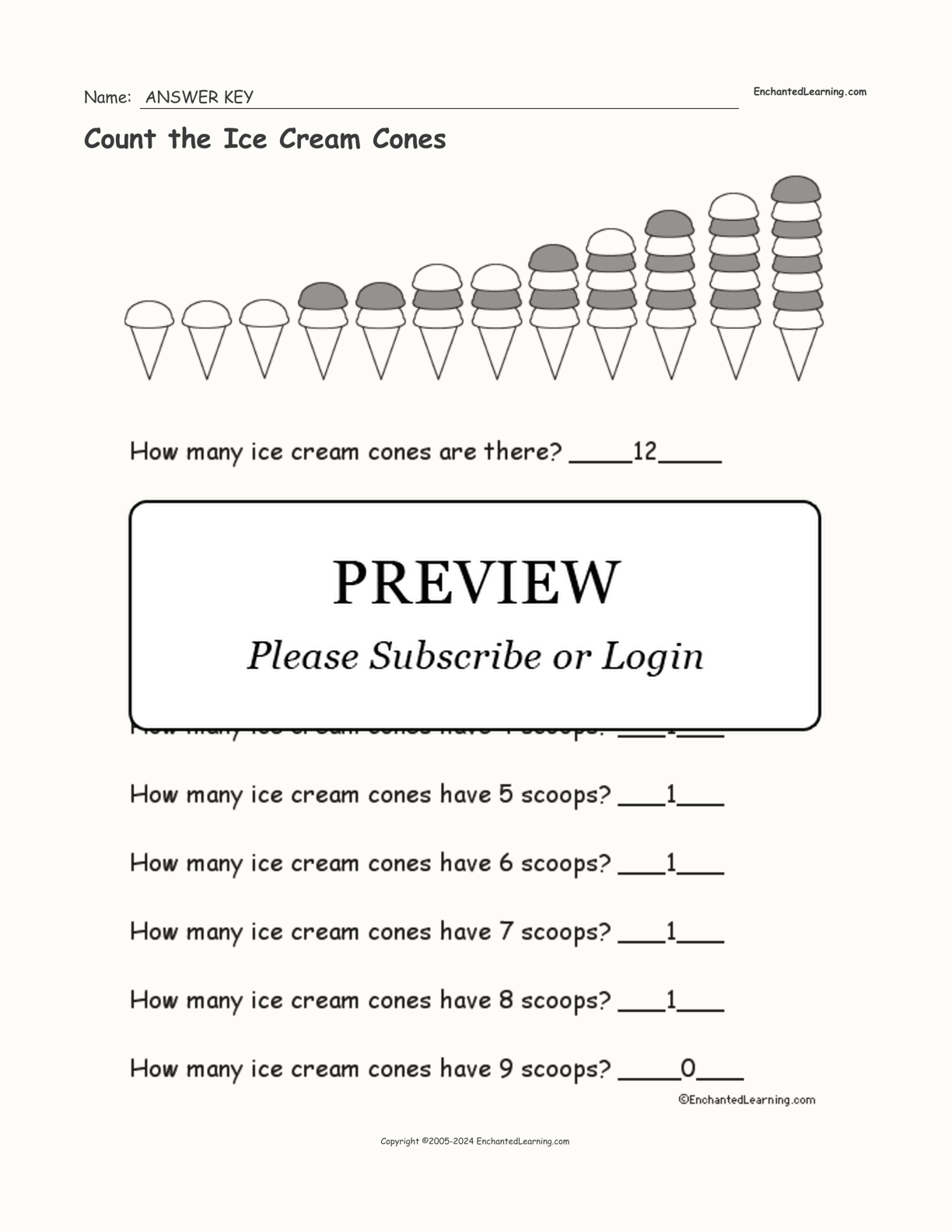 Count the Ice Cream Cones interactive worksheet page 2