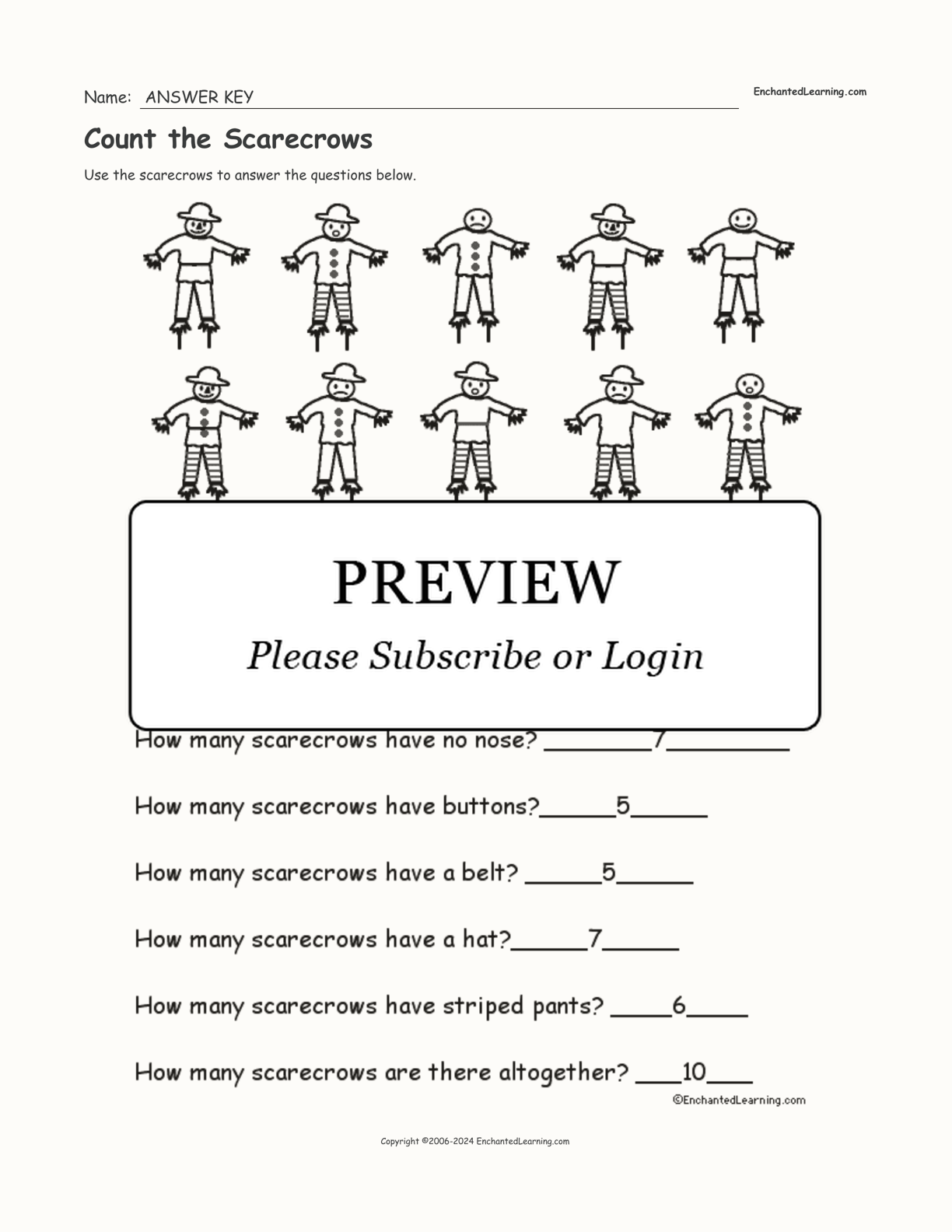 Count the Scarecrows interactive worksheet page 2