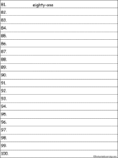 Search result: 'Writing Numbers 81 to 100 Printout'