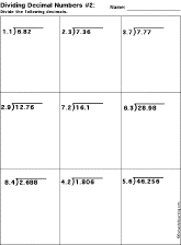 dividing decimal numbers worksheet printout 2 enchantedlearning com