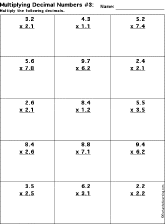 Multiplying Decimal Numbers worksheet thumbnail