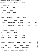 decimal place value worksheet thumbnail