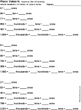 place value worksheet