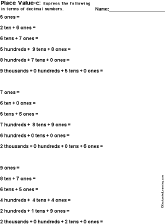 place value worksheet