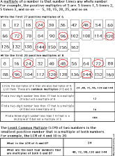 Least Common Multiple Chart