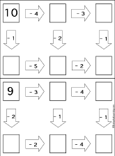 Search result: 'Follow-the-Arrows Subtraction Puzzles #1 Printout'