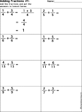 Adding Fractions worksheet thumbnail