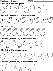 Search result: 'Color Fractions of Groups of Fruit Worksheet #2 - Eighths'