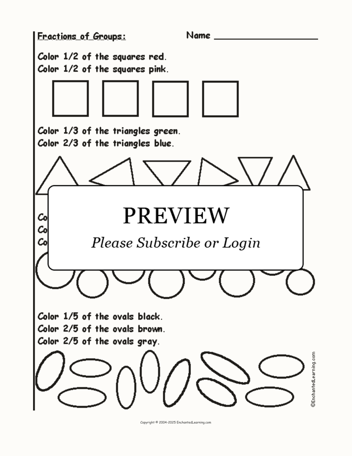 Color Fractions of Groups of Shapes #2 interactive worksheet page 1