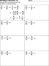 Dividing Fractions worksheet thumbnail