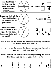 Search result: 'Drawing and Adding Fractions Worksheet Printout #9'