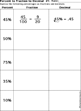 Fractions to Decimals, Percents - EnchantedLearning.com