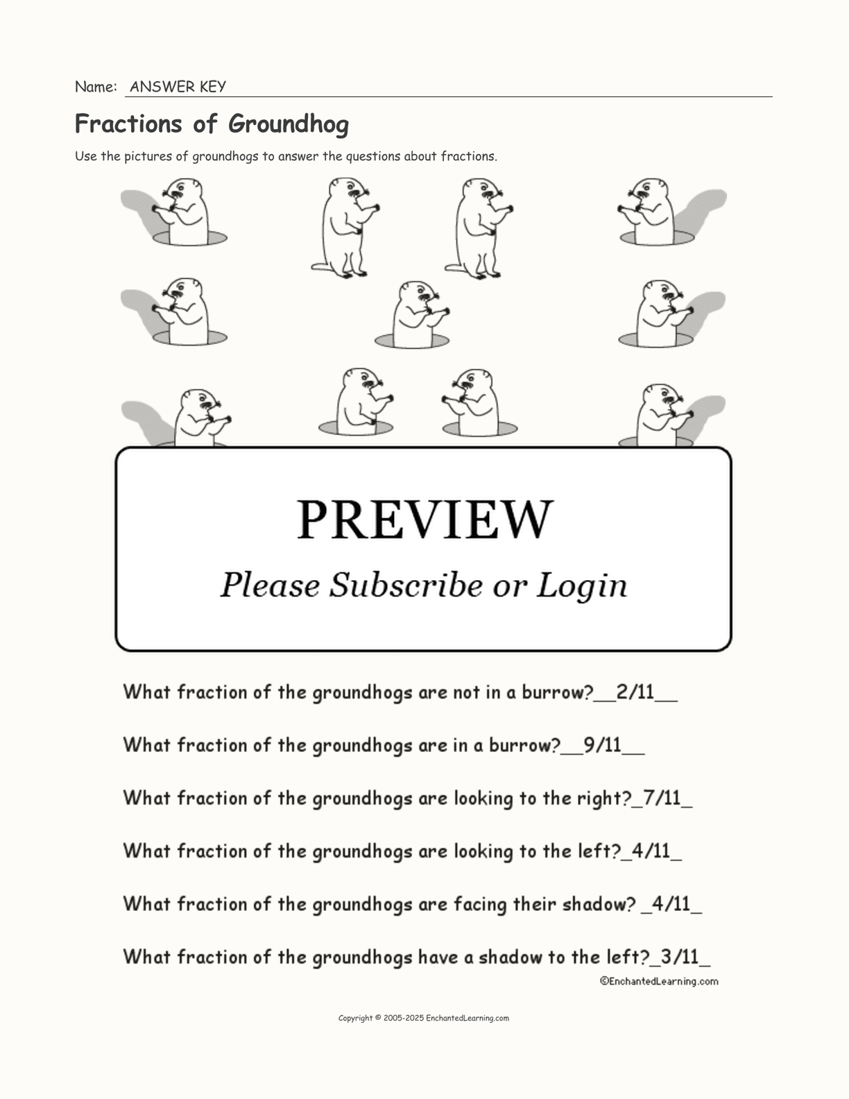 Fractions of Groundhog interactive worksheet page 2