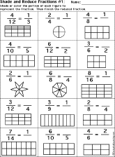 Search result: 'Shade and Reduce Fractions Worksheet Printout #1'