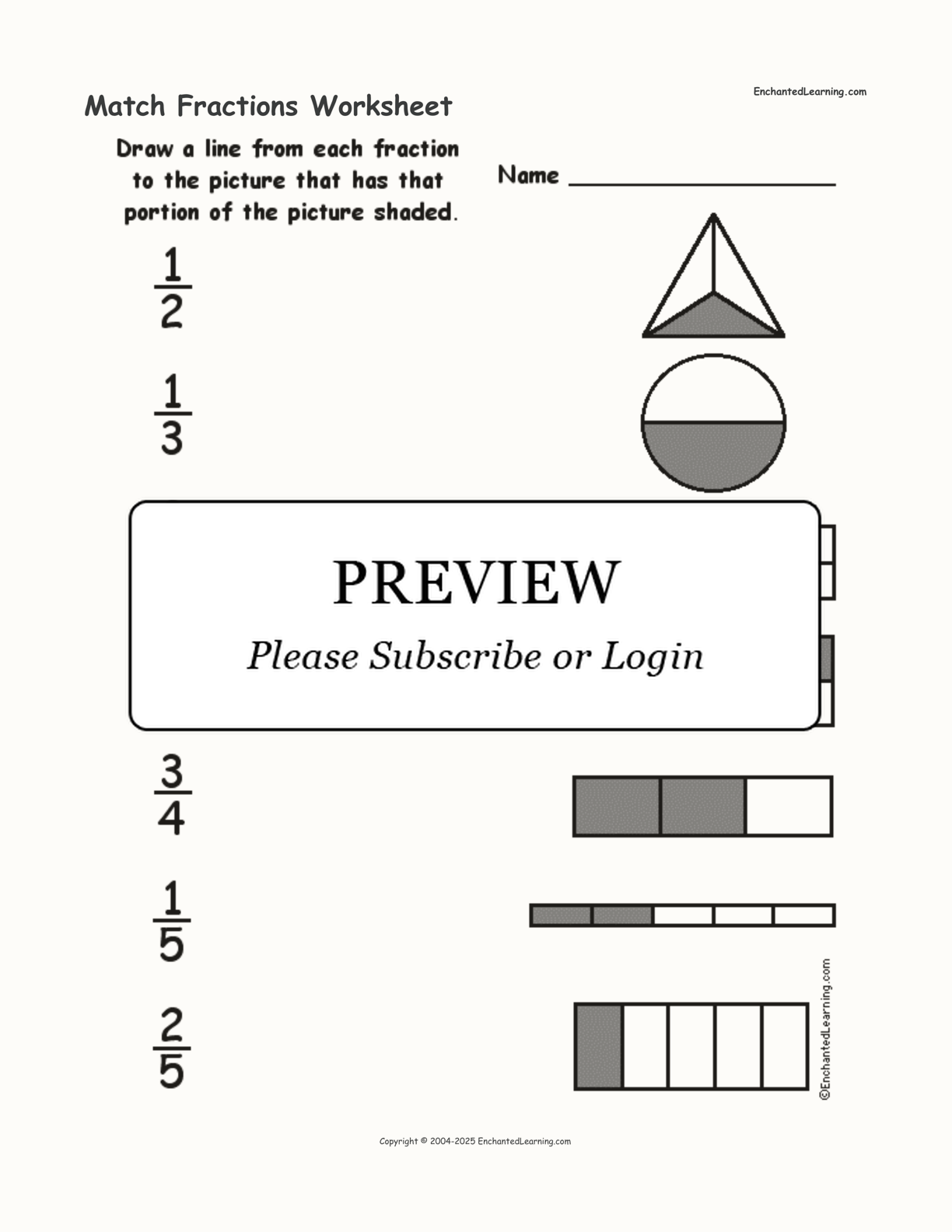 Match Fractions Worksheet interactive worksheet page 1