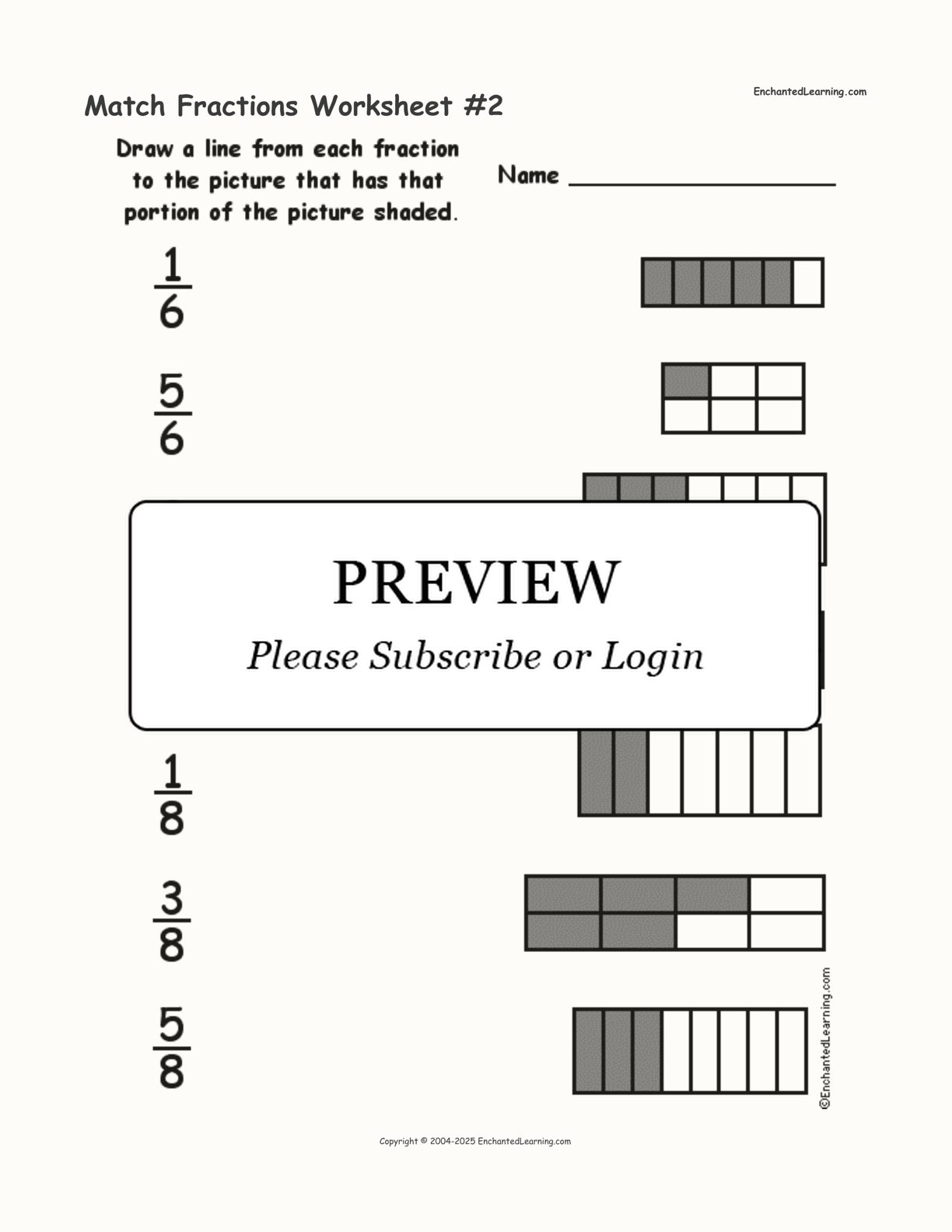 Match Fractions Worksheet #2 interactive worksheet page 1