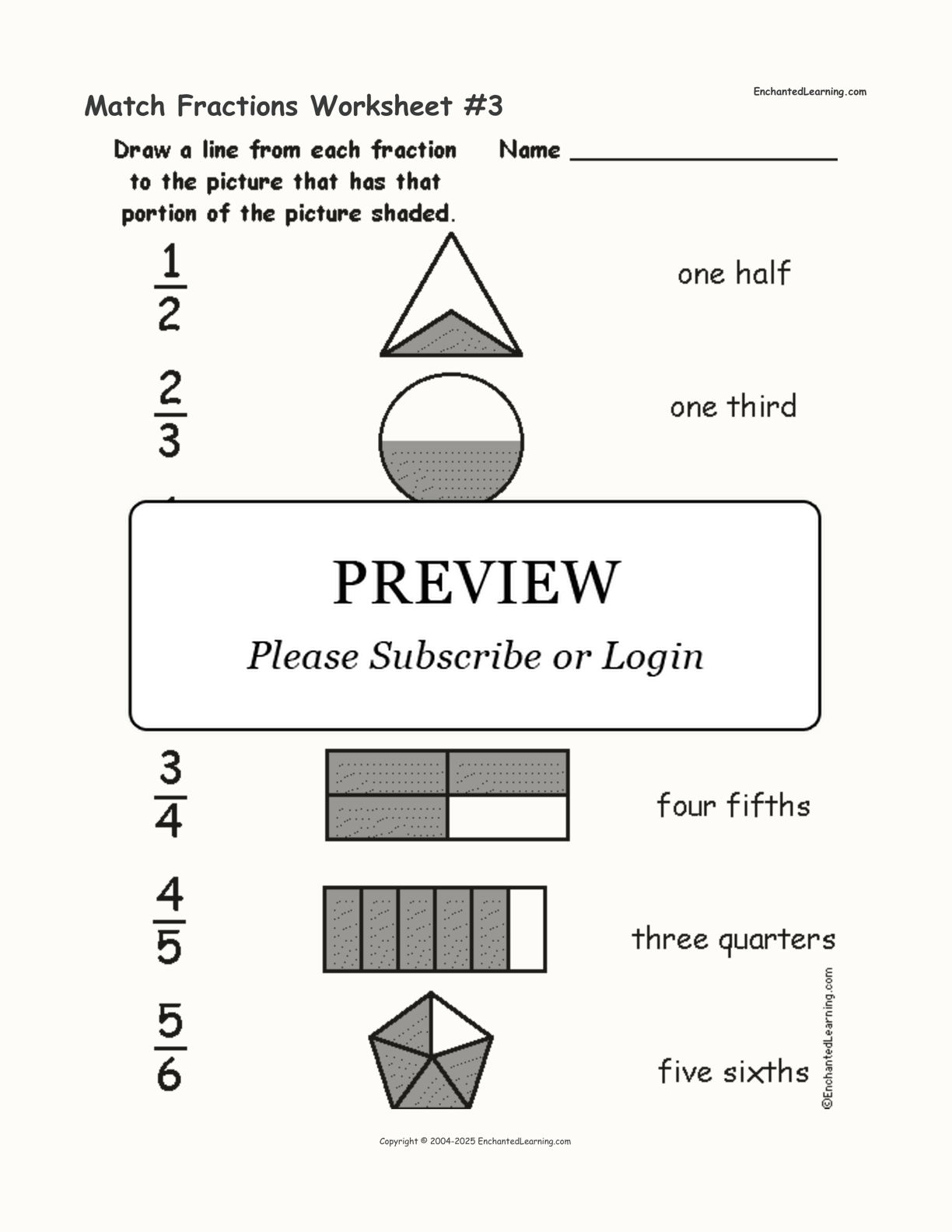 Match Fractions Worksheet #3 interactive worksheet page 1