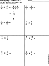 Multiplying Fractions worksheet thumbnail