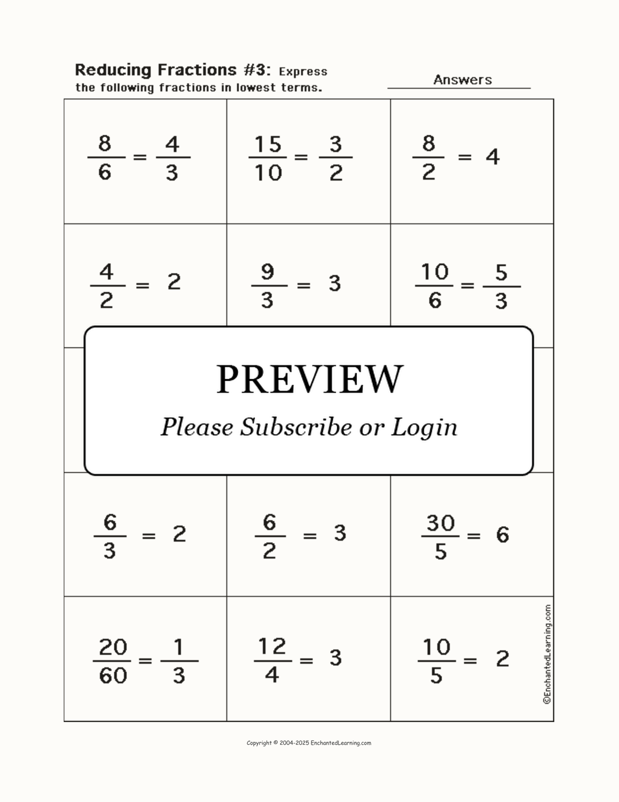 Reducing Fractions Worksheet #3 interactive worksheet page 2