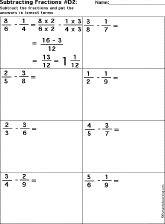 subtracting fractions with different denominators worksheet printout 2 enchantedlearning com