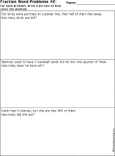 Fractions Printout: Fractions Word Problems worksheet thumbnail