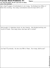Fractions Printout: Fractions Word Problems worksheet thumbnail