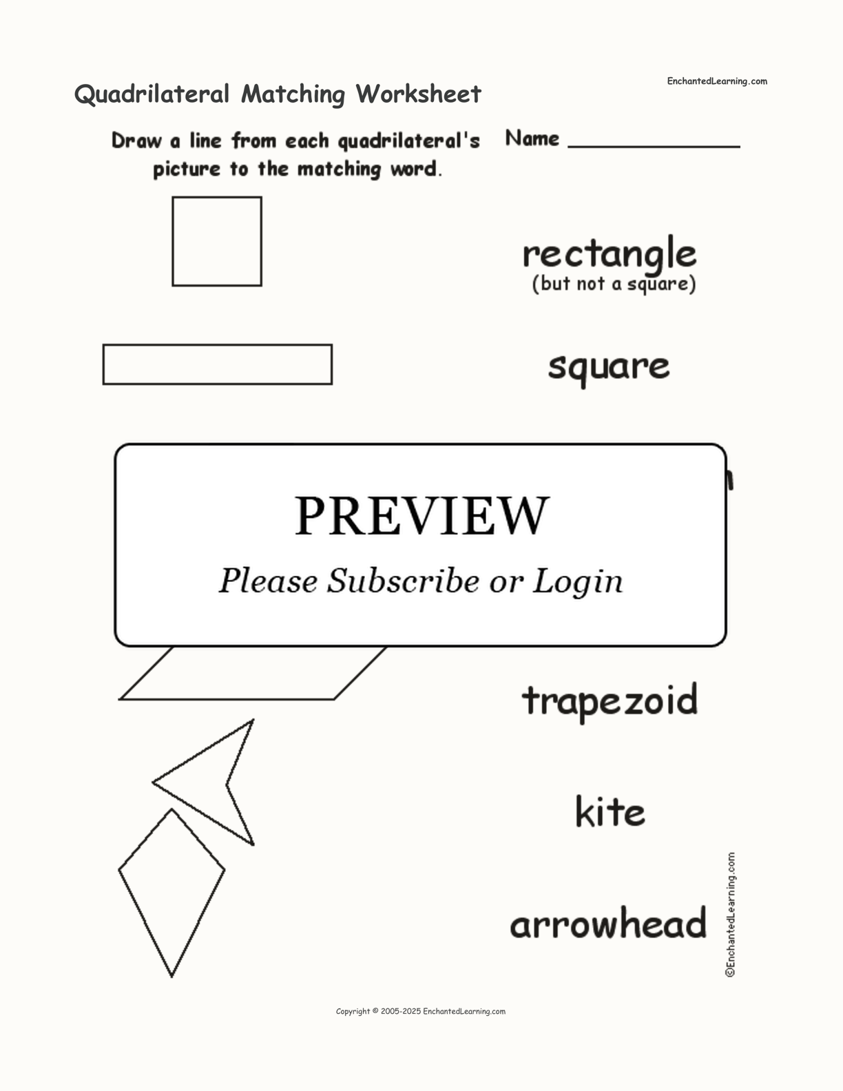 Quadrilateral Matching Worksheet interactive worksheet page 1