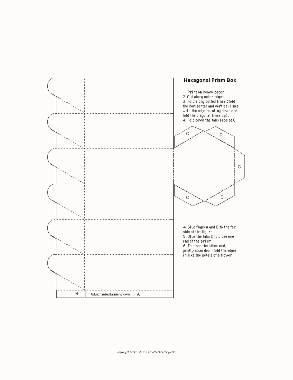 Hexagonal Prism Template interactive printout page 1