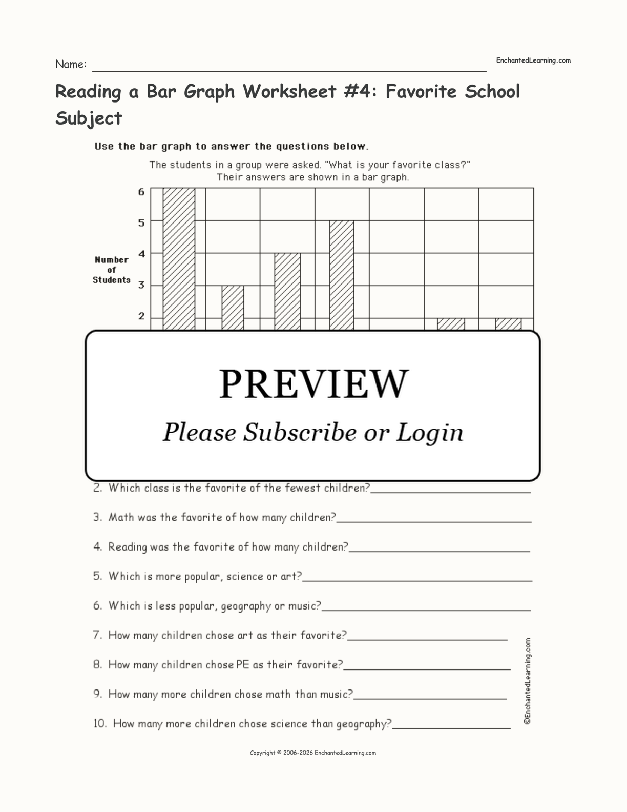 Reading A Bar Graph Worksheet