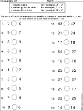 Inequalities Printout: Inequalities worksheet thumbnail