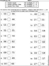 Inequalities Printout: Inequalities worksheet thumbnail