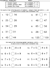 Inequalities Printout: Inequalities worksheet thumbnail