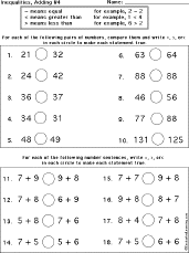 Inequalities Printout: Inequalities worksheet thumbnail