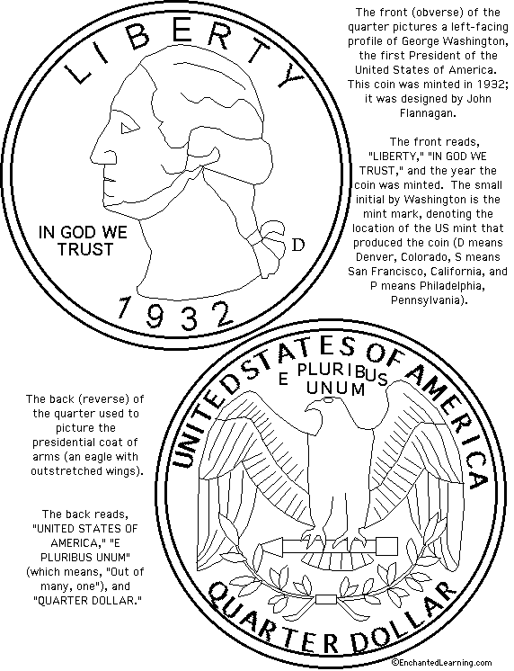 Search result: 'US Quarter Coloring Page Printout'