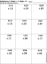 Multiplication Printout: 3 Digits x 2 Digits worksheet thumbnail