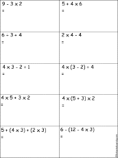 Search result: 'Order of Operations Worksheet #1 Printout'