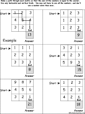 Search result: 'Path-o-Math Addition Puzzle 3-by-3 #1 Printout'