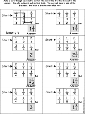 Search result: 'Path-o-Math Adding Fractions Puzzle #1 Printout'