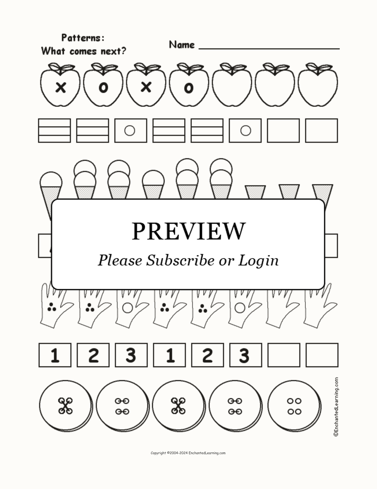 What Comes Next In The Patterns - Worksheet interactive printout page 1