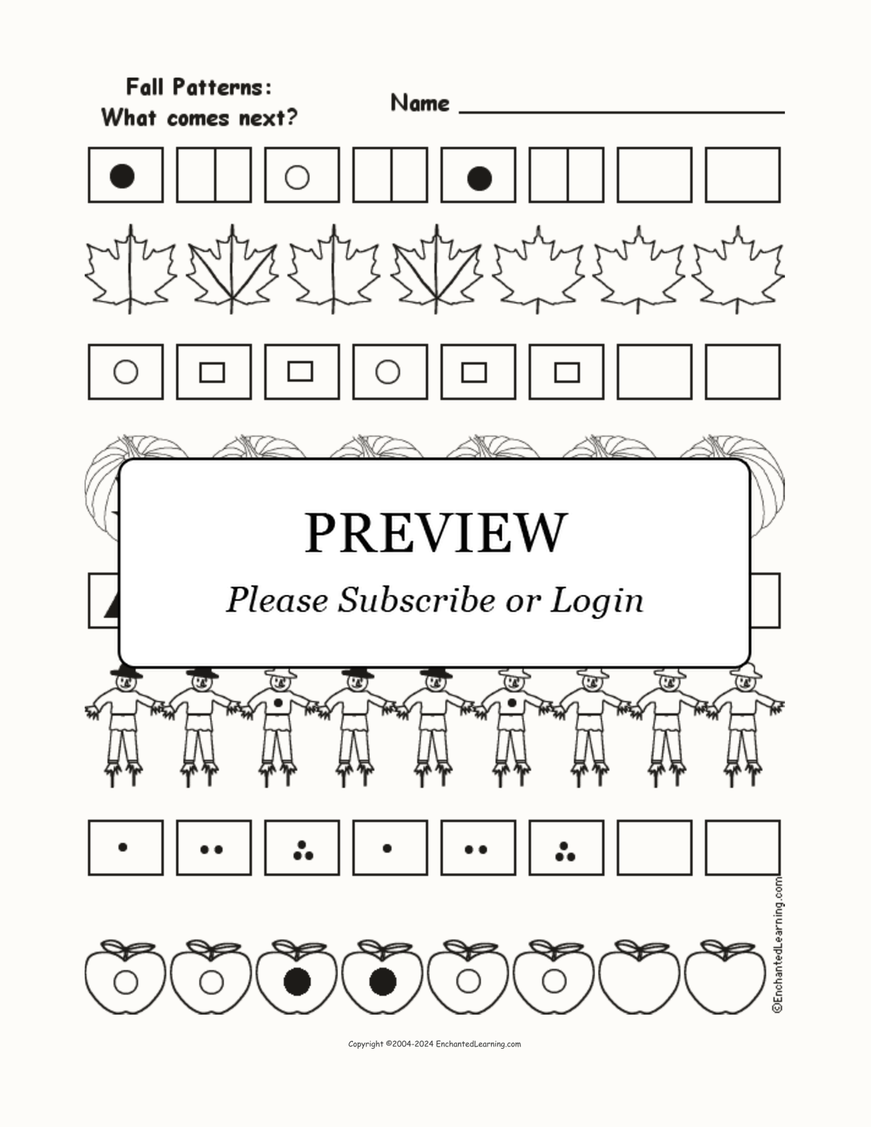 What Comes Next In The Fall Patterns? interactive worksheet page 1