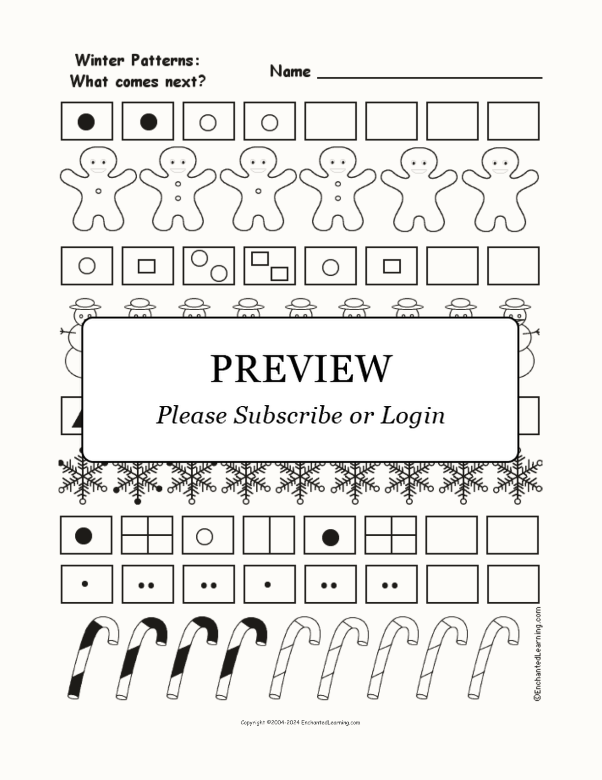 Winter Patterns: What Comes Next? interactive worksheet page 1