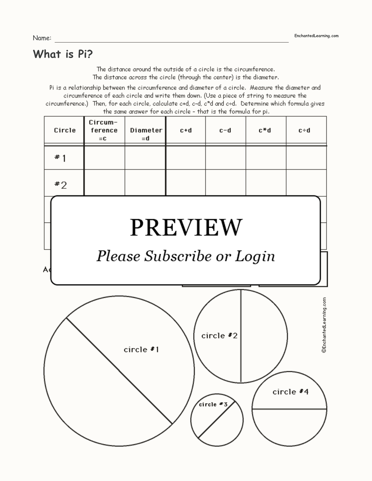 What is Pi? interactive worksheet page 1