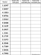 Search result: 'Rounding Decimal Numbers Grid Worksheet #1 Printout'