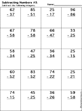 Subtraction Printout: 2 Digits - 2 Digits worksheet thumbnail