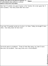 Subtraction Printout: Adding and Subtracting Word Problems worksheet thumbnail